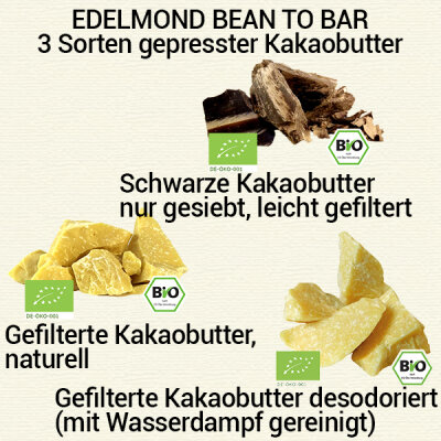 Handwerklich gepresste Kakaobutter - EDELMOND wo Bio Kakaobutter kaufen?