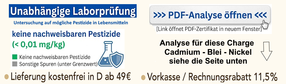 Zum aktuellen Laborbericht siehe Link und Bild auf der Seite.