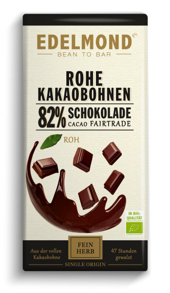 Roh Bitter-Schokolade 82% Kakao. Langzeitgeführt Bio & Fair