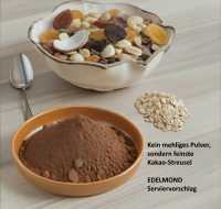 Streusel Kakaopulver. Herzhafte Bio-Kakaokörnchen...
