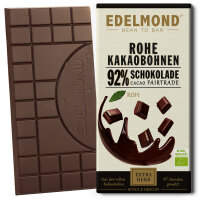 Rohe 92% Schokolade. Langzeitgeführt Bio, Fairtrade