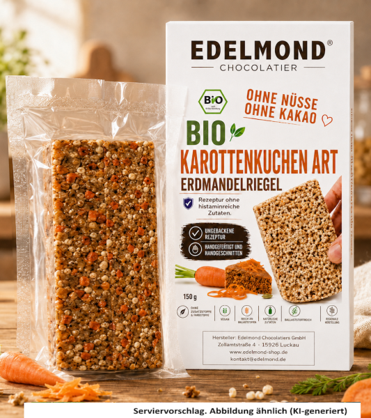 Karottenkuchen-Art Bio Riegel. Histaminbewusste Rezeptur ohne Nüsse 150 g