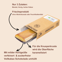 Geflämmtes Marzipanbrot mit herbem Kakao-Fuß. Bio