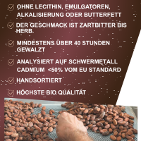 72% Kakao. Edelmilch Bitter-Schokolade, Bio + Fair