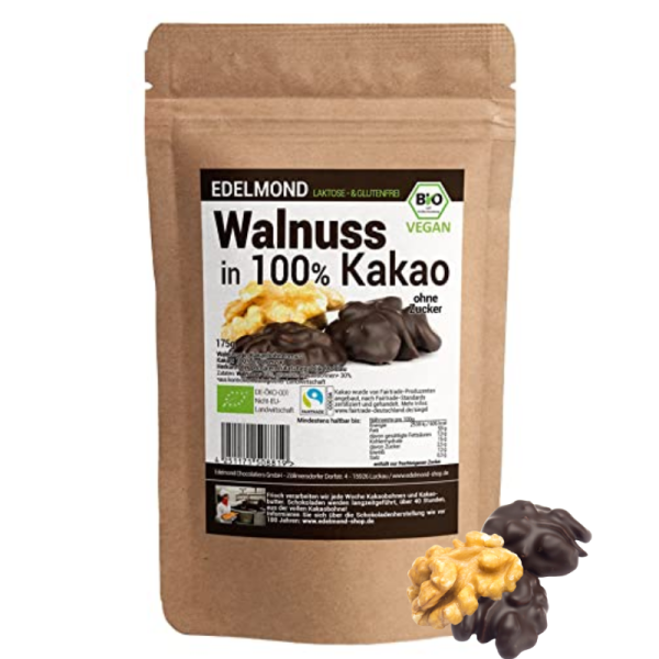 Walnuss in 100% Kakao. Bio Vegan extra bitter! 175g