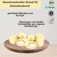 Weiß umhüllte Mandel. VEGAN & BIO