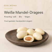 Weiße Mandel-Dragees – knackig-süß, bio & vegan