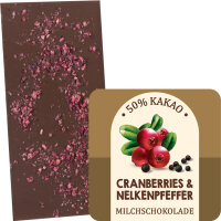 Bogenhausen Cranberry und Nelkenpfeffer Schokolade. Bio &amp; Fair Trade