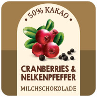 Bogenhausen Cranberry und Nelkenpfeffer Schokolade. Bio &amp; Fair Trade