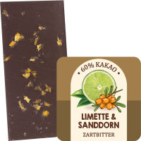 Trudering Riem Limette, Salz &amp; Sanddorn Schokolade. Bio &amp; Fair trade