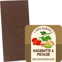Obergiesing Pistazie &amp; Hagebutte Schokolade. Bio &amp; Fair trade