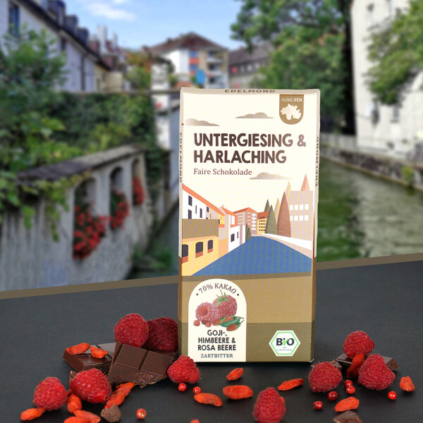Harlaching-Untergiesing Goji- und Himbeer Schokolade.  Bio & Fair trade