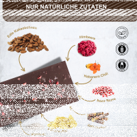 Chili & Rosa Beere Schokolade. Marke bean to bar