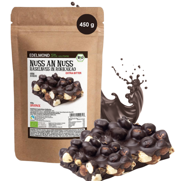 Haselnuss und Kakao 2 Zutaten - Bio Roh Nussbruch 450 g