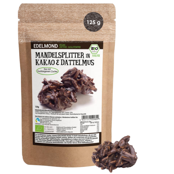 Mandelsplitter in Dattel-Schokolade Bio Fair Kakao 125g