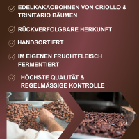 Frische Edel Kakaonibs. Roh, Bio + Fair