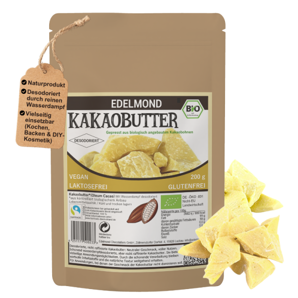Kakaobutter Bio Stücke. Desodoriert sanft & seidig