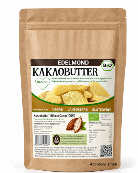 Naturelle Kakaobutter Bio, nicht desodoriert 1 kg