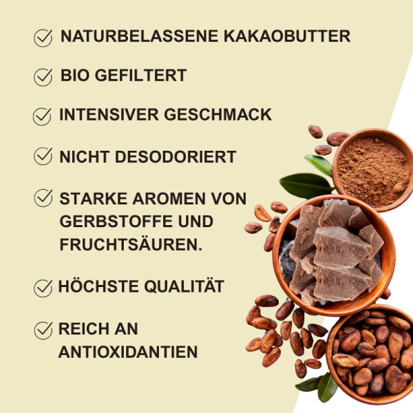 Bio Fairtrade Kakaobutter Natürlich Oder Desodoriert Bei Edelmond Kau