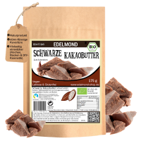 Schwarze Bio Kakaobutter. Roh Vegan