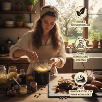 Schwarze Bio Kakaobutter. Roh Vegan