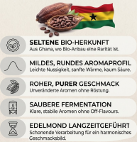 GHANA Rohe 100% Bitter Schokolade, Seltene Bio Herkunft