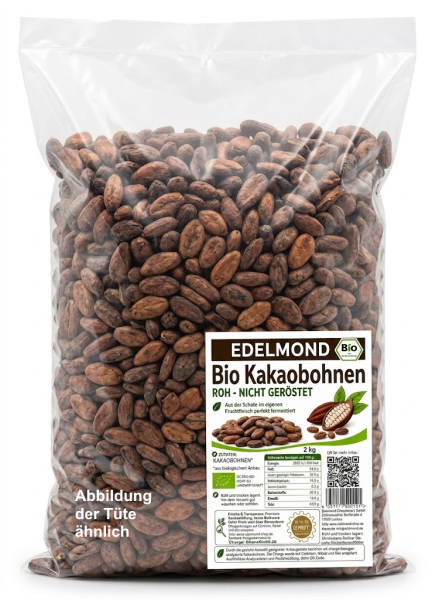Kakaobohnen Roh mit Schale, 2 kg Vorrat