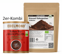 Bio-Rohkakao-Set. Feines Pulver & knuspriger Streusel...