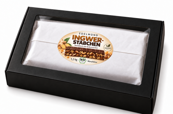 Gehackte Ingwerstäbchen & Nüsse Bio Schichtblock