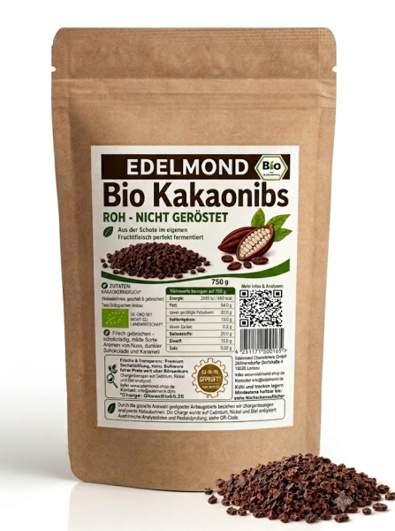 Frische Kakaonibs Roh Bio geprüft 750g