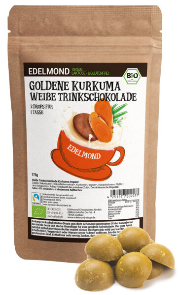 Weiße Trinkschokolade Goldenes Kurkuma, Bio - 175g