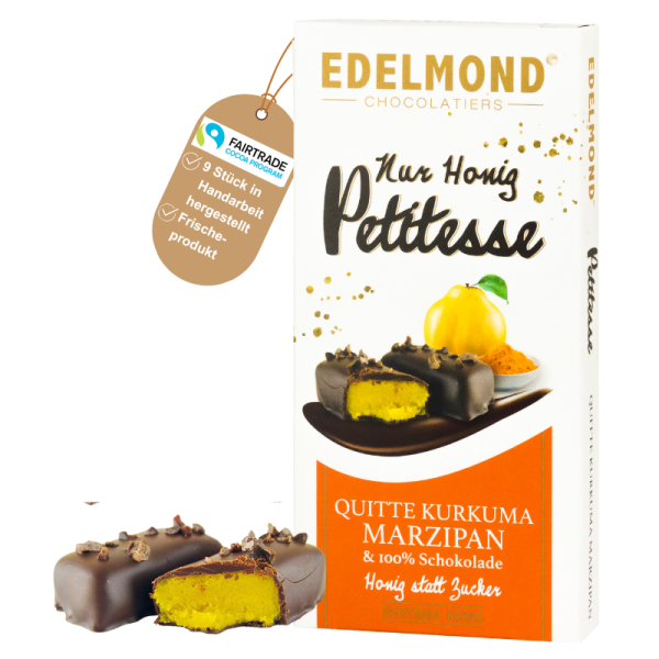 Kurkuma-Quitten-Marzipan in 100% Kakao, Fair