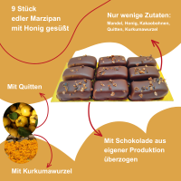 Kurkuma-Quitten-Marzipan in 100% Kakao, Fair