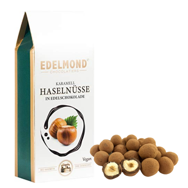 Karamell-Haselnüsse in Zartbitter Schokolade Bio/Fair