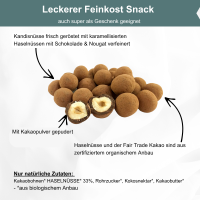 Karamell-Haselnüsse in Zartbitter Schokolade Bio/Fair