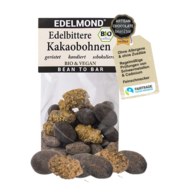 3 Kakaobohnen Bio Mix geröstet, kandiert & schokoliert