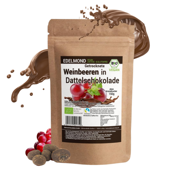 Weinbeeren in Dattel Schokolade, Roh, Bio & Fair