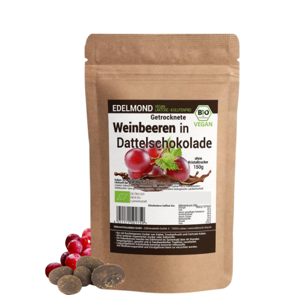 Weinbeeren in Dattelkakao, Bio 150 g