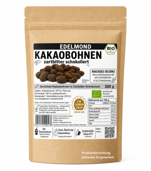 Knackige Bio-Kakaobohnen, zartbitter umhüllt  200 g
