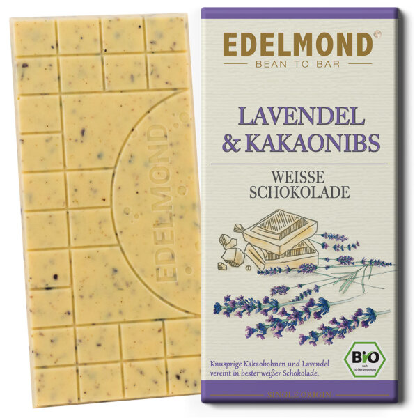 Lavendel & Nibs, weiße Schokolade, Bio