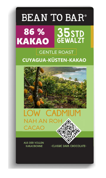 LOW CADMIUM Cuyagua 86 % Kakao Edelbitter-Schokolade