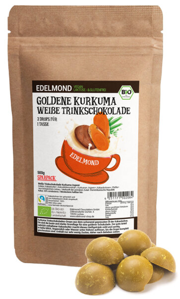 Weiße Trinkschokolade Goldenes Kurkuma, Bio - 500g