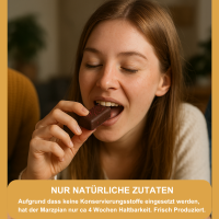 Himbeere in Marzipan + 100%-Schokolade, Bio