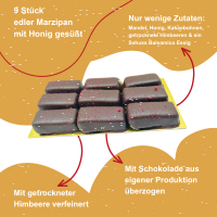 Himbeere in Marzipan + 100%-Schokolade, Bio