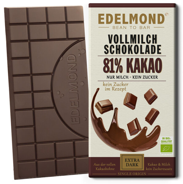 81% Nur Milch & Kakao Dunkle Bio Schokolade